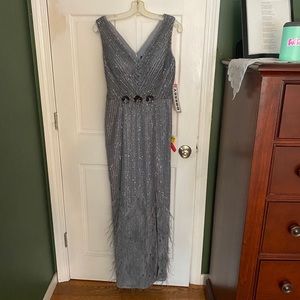 Gray sparkly gown with slit